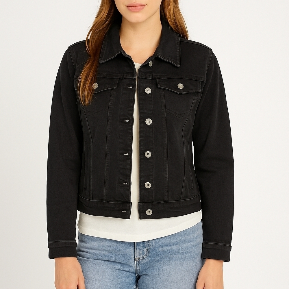 Cavalini petite black distressed denim jacket